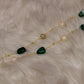 Emerald marble 18k gold long chain