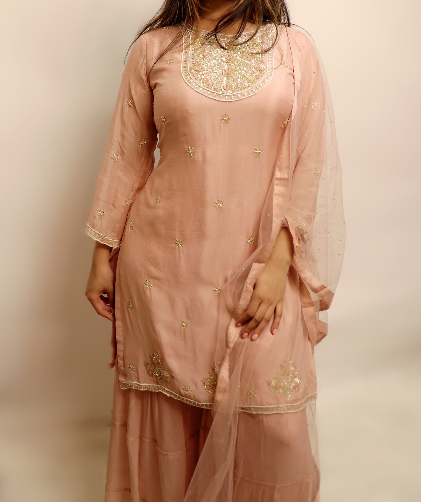 Peach gharara suit