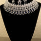 Silver navy blue gem diamond cut necklace set