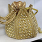 Gold over the top pouch purse