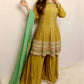 Mustard green combo gharara suit