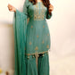 Light sea blue green sharara suit
