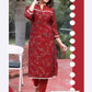 Red muslin two piece kurti set