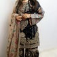 Black organza net gharara suit