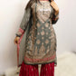 Olive magenta gharara suit