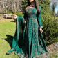Deep emerald green party gown set