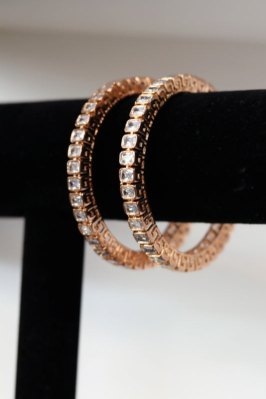 Rose gold stone work bangles