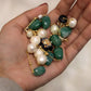 Emerald marble 18k gold long chain