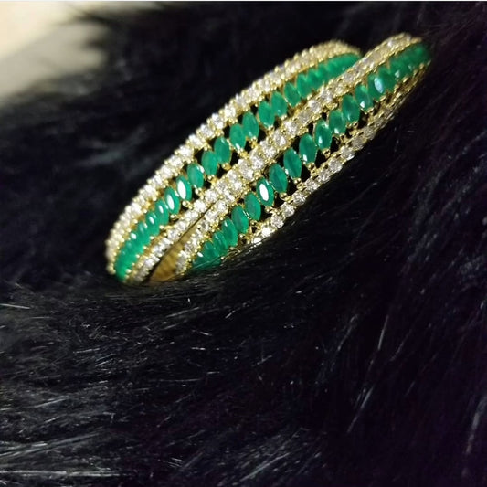 Emerald gem gold plated bangles - Selina Habibti Attire