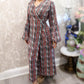 Tie wrap multi color matte silk dress