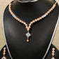 Rose gold blue gem necklace set