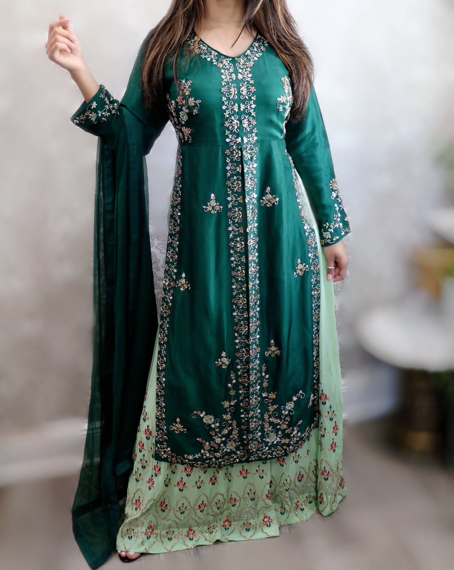 Emerald green exclusive skirt suit