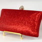 Red shimmery party purse