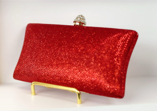 Red shimmery party purse