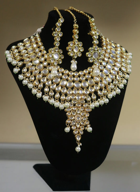 Full Bridal heavy kundan jewelry set - Selina Habibti Attire