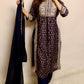 Blue muslin embroidered lacing suit