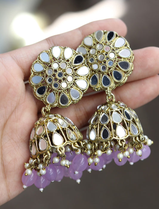 Jumbo mirror color bead jumka earrings [color optons]