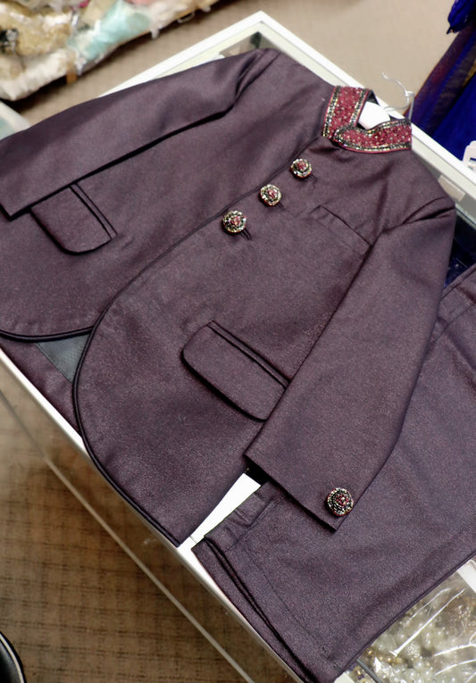 Deep purple price coat set for boys