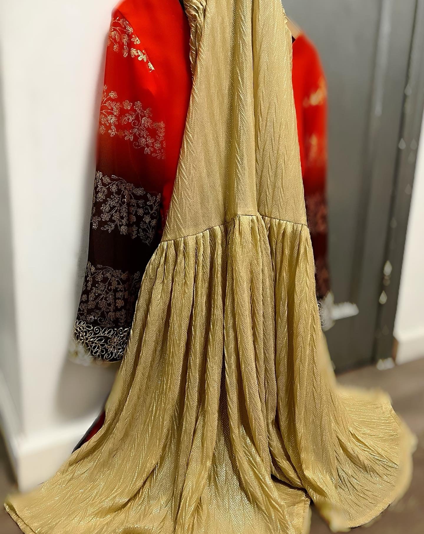 Light weight orange sharara suit