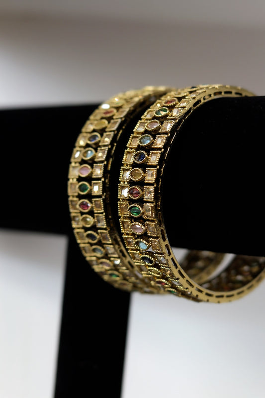 Gold plated party multi color bangles