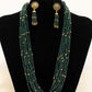 Green beaded long necklace set
