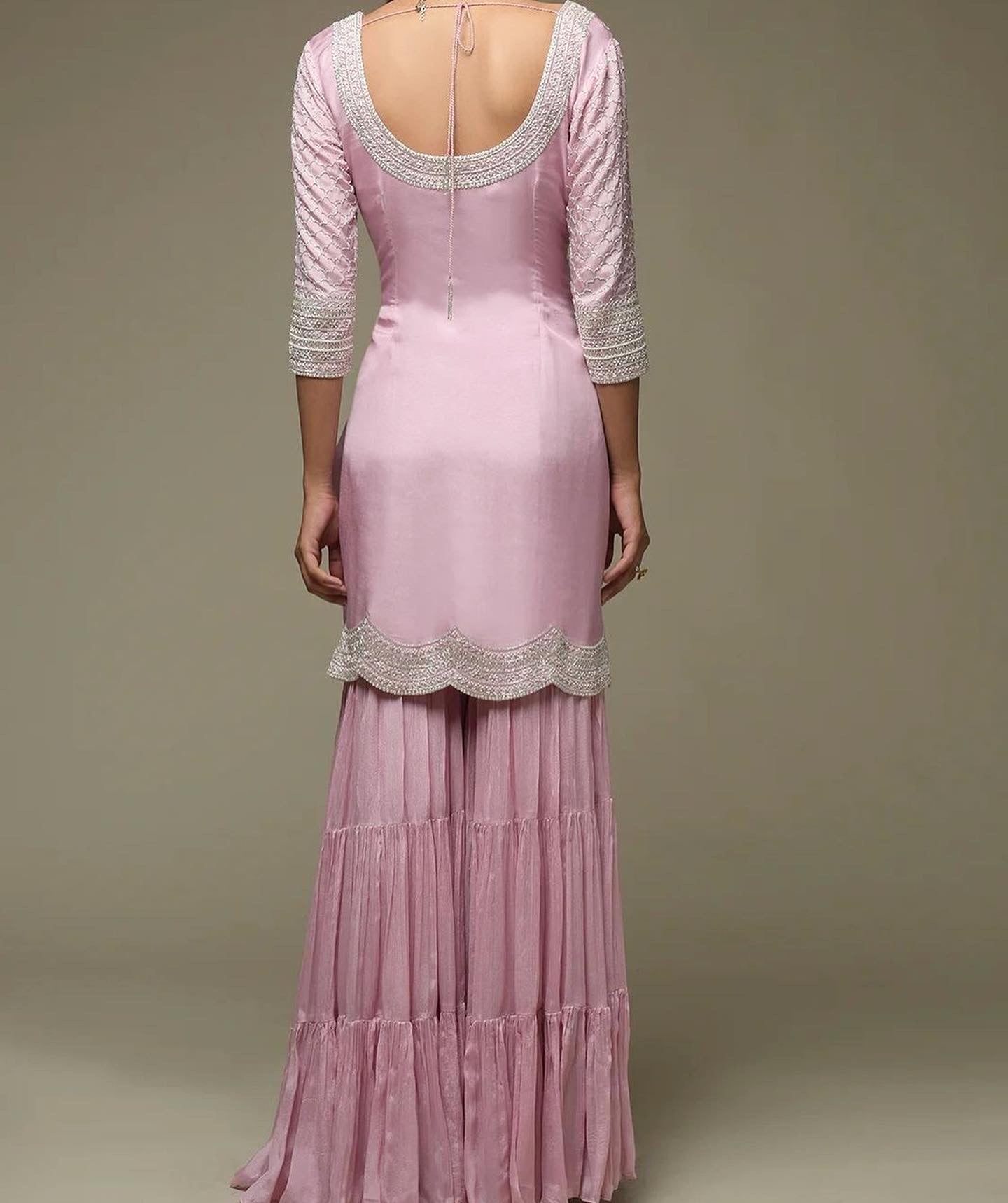 Pink layered sharara suit