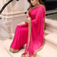 Pink georgette stone work saree