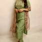 Light olive green suit with organza duppata
