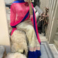 Lehenga cream, blue and pink combo - Selina Habibti Attire