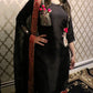 Black & pink silk Banarasi three piece