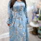 Blue floral silk maxi dress