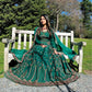 Deep emerald green party gown set