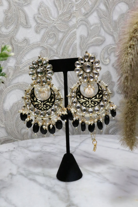Oversized  black bead earrings - Selina Habibti Attire