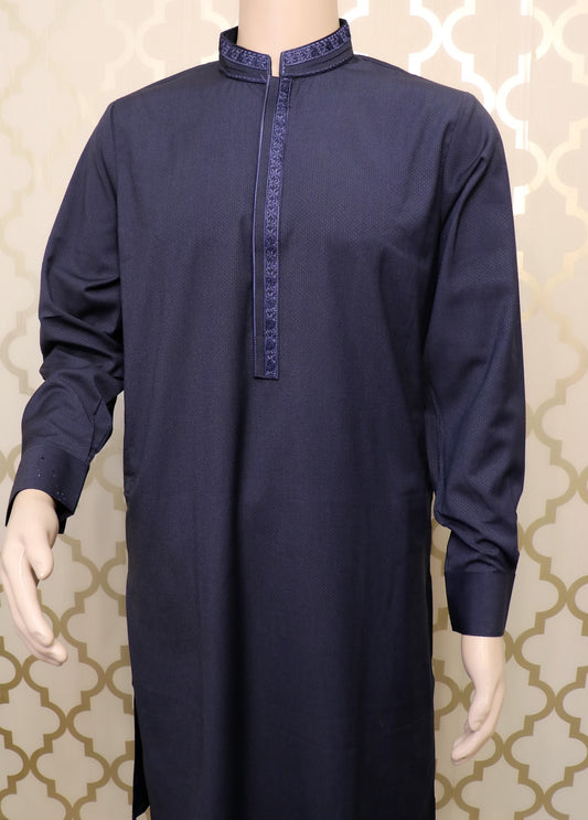 Navy blue embroidered kurta salwar