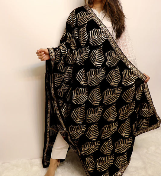 Black velvet sequence shawl