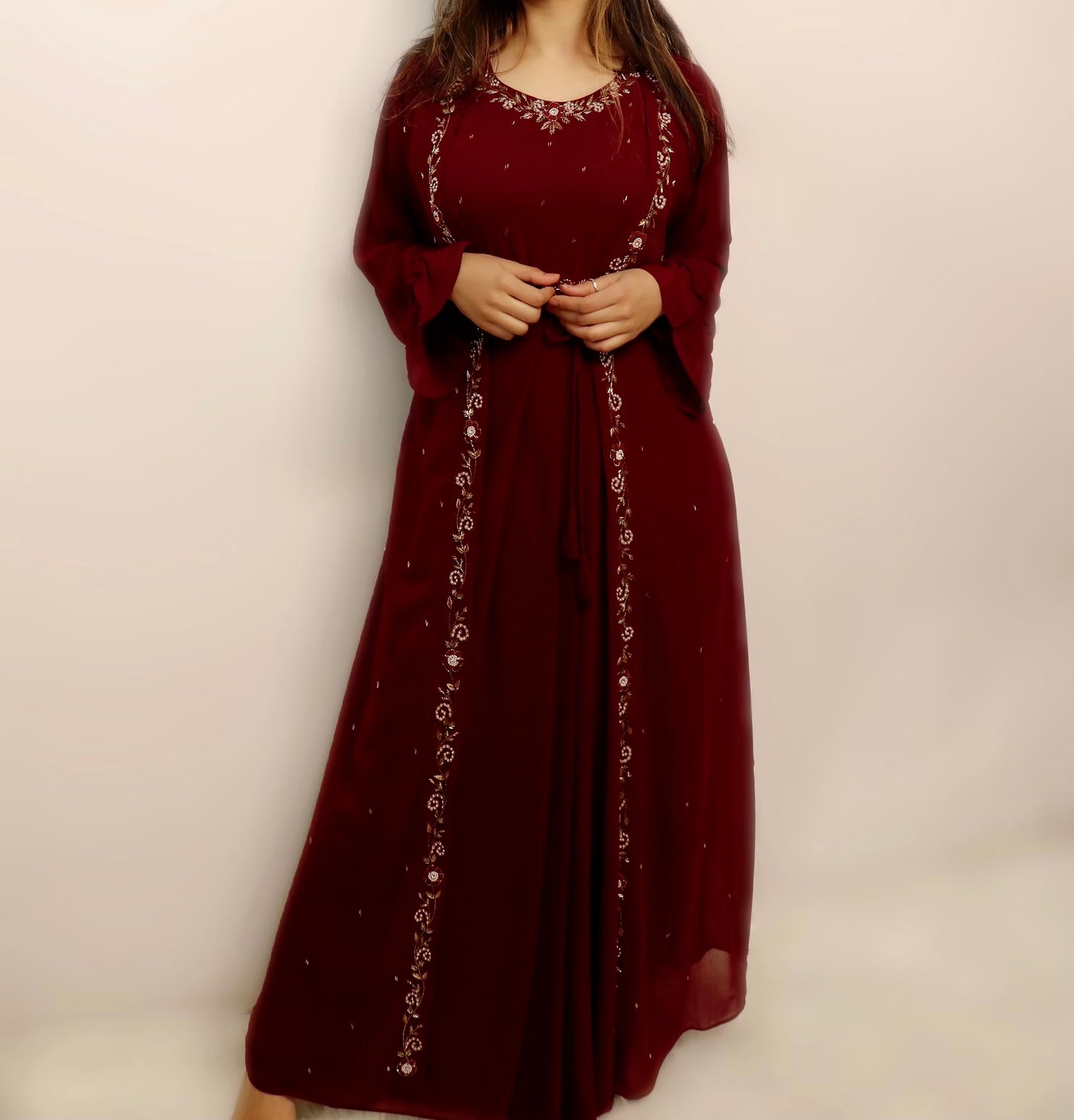 Deep plum belted party suit