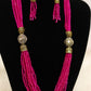 Hot pink beaded long necklace