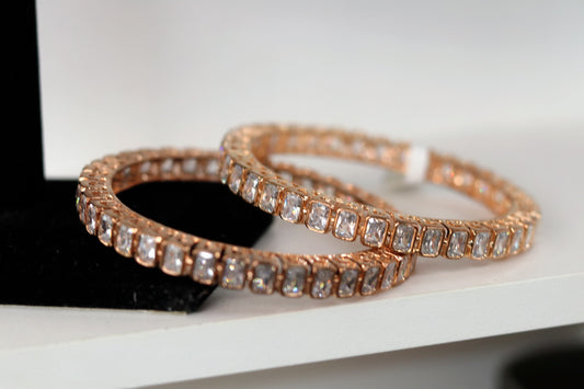 Rose gold stone work bangles