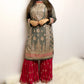 Olive magenta gharara suit