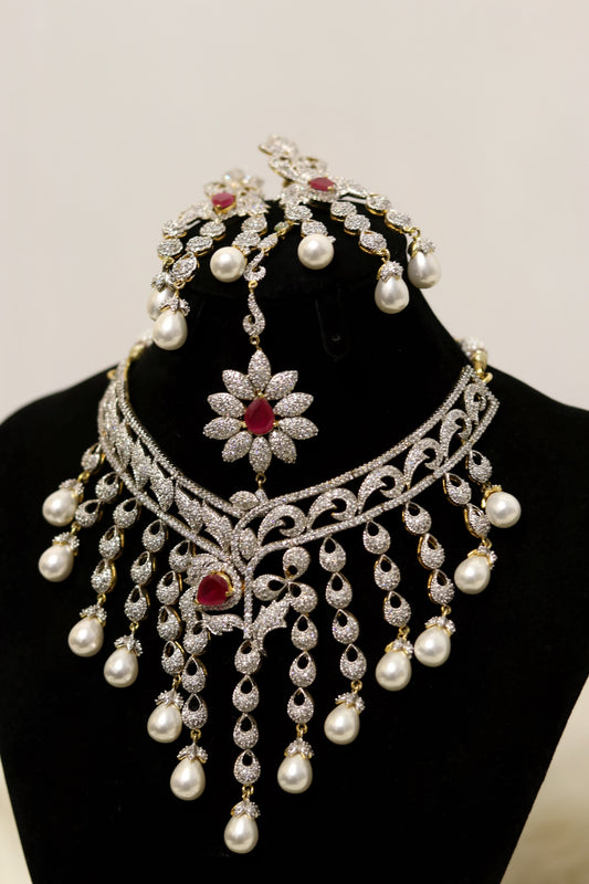 American diamond cut bridal necklace set