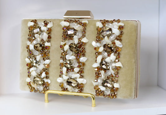 Velvet gold cream purse