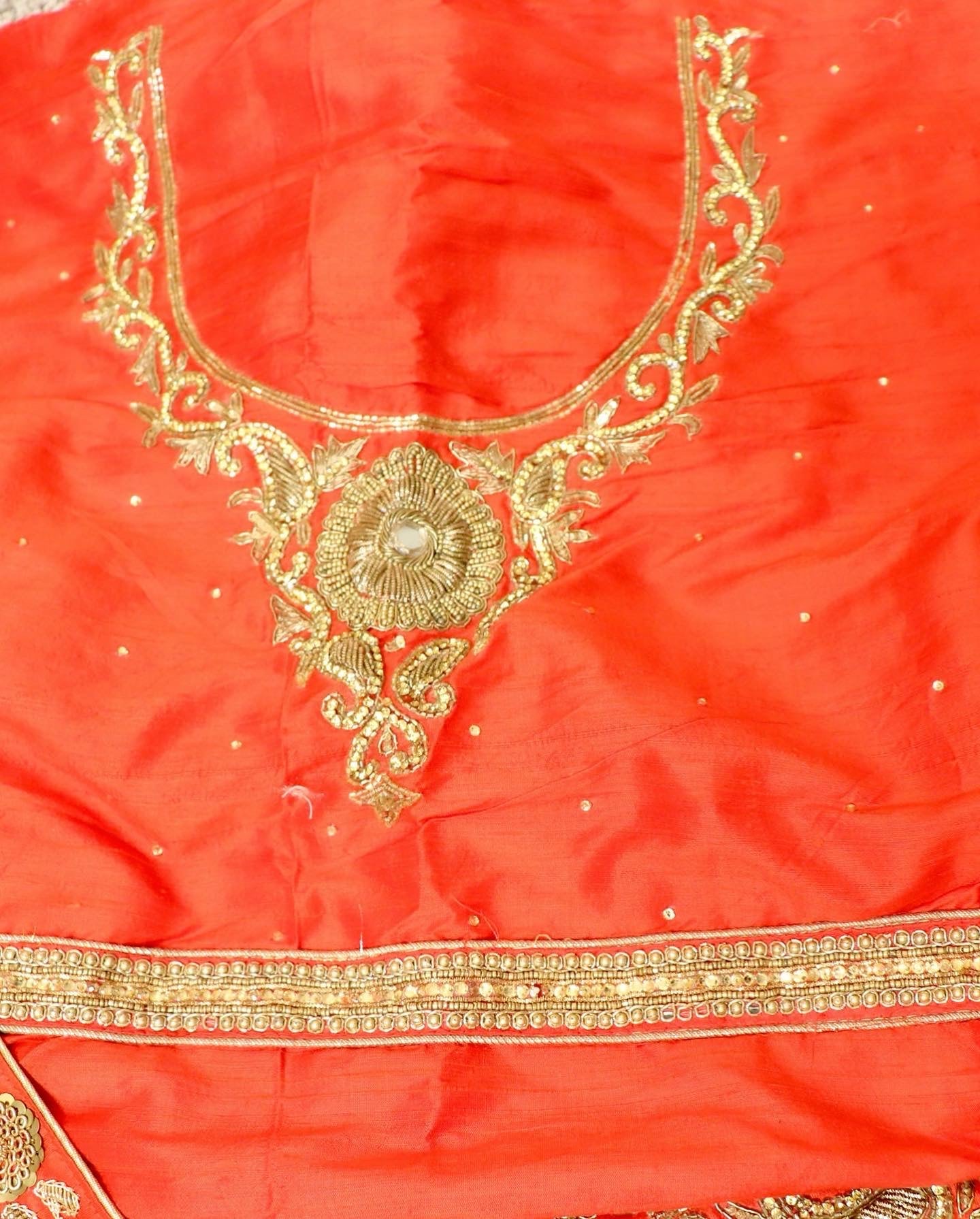 Red bridal lehenga zardozi work 4 piece set