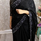 Black silk floral boutique crystal work saree