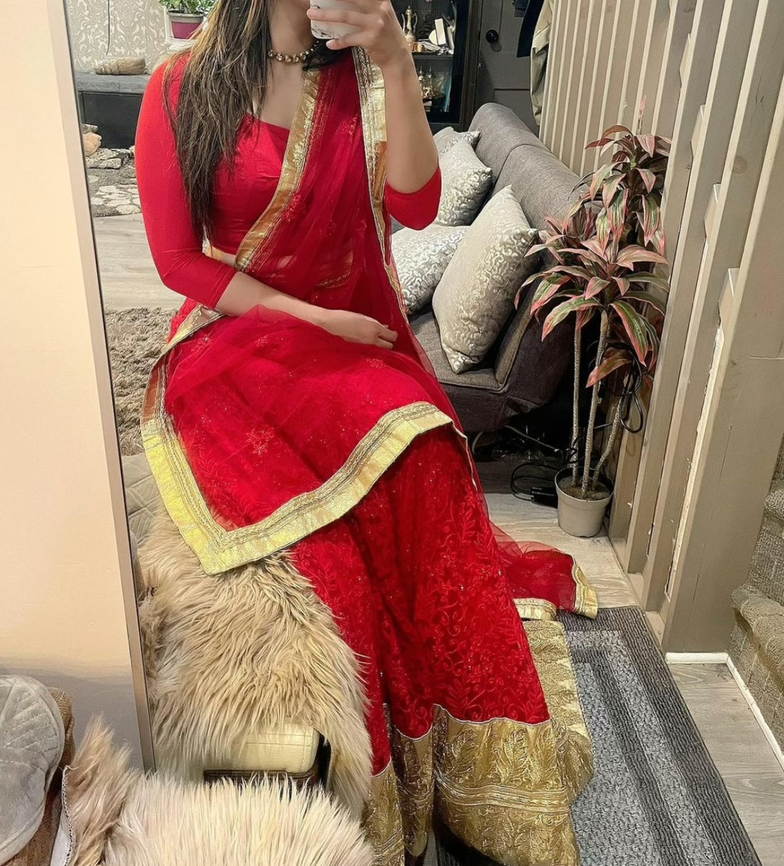 Red and gold lehenga - Selina Habibti Attire