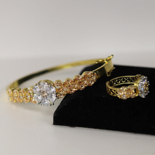 Gold plated bracelet ring set