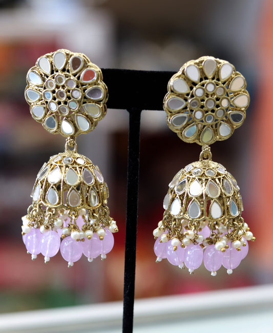 Jumbo mirror color bead jumka earrings [color optons]