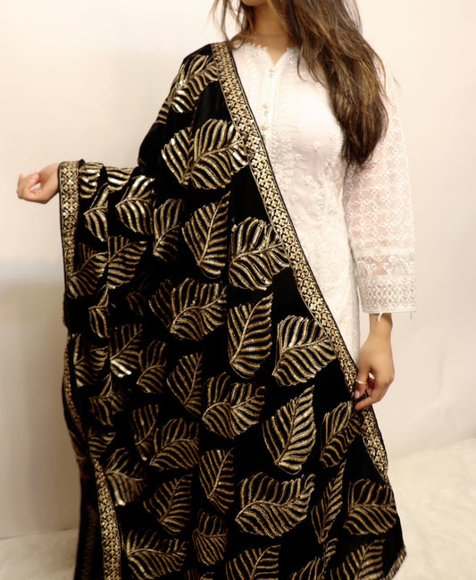 Black velvet sequence shawl