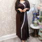 Brown silver two piece silk modest set