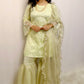 Light yellow net gharara suit