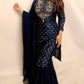 Dark blue banarasi sharara suit